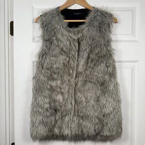 Evan Picone Faux Fur Vest Boho Festival Penny Lane Sleeveless Zip Women's